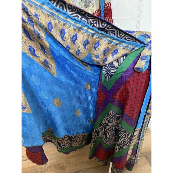 Darn Good Yarn Sari Silk Wrap Skirts Reversible Boho Ankle 4 -12 Lot of 4 Mini - Picture 3 of 16